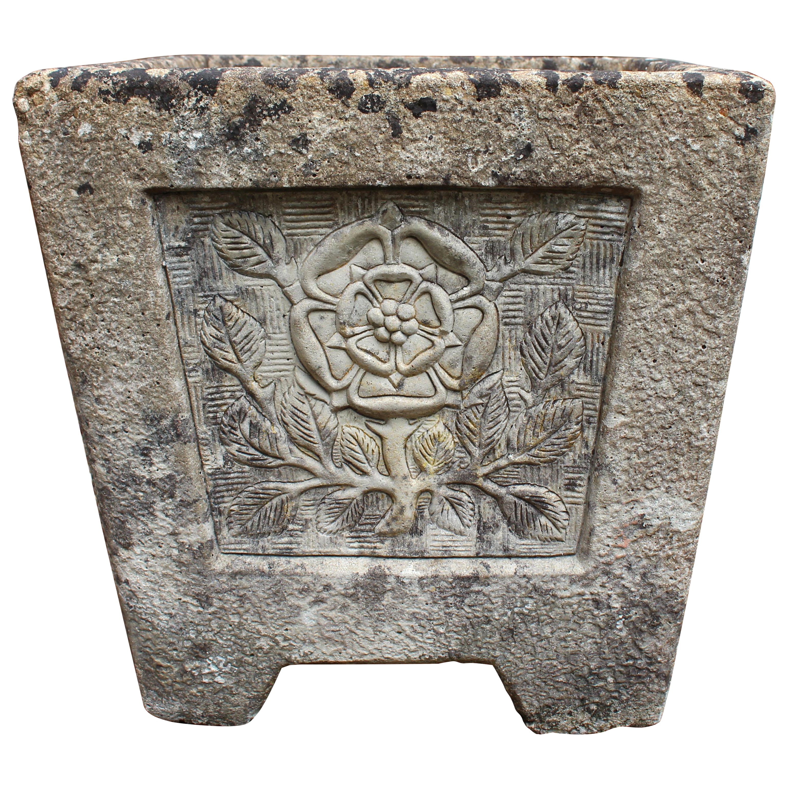 English Cast Stone Rosette Planter For Sale