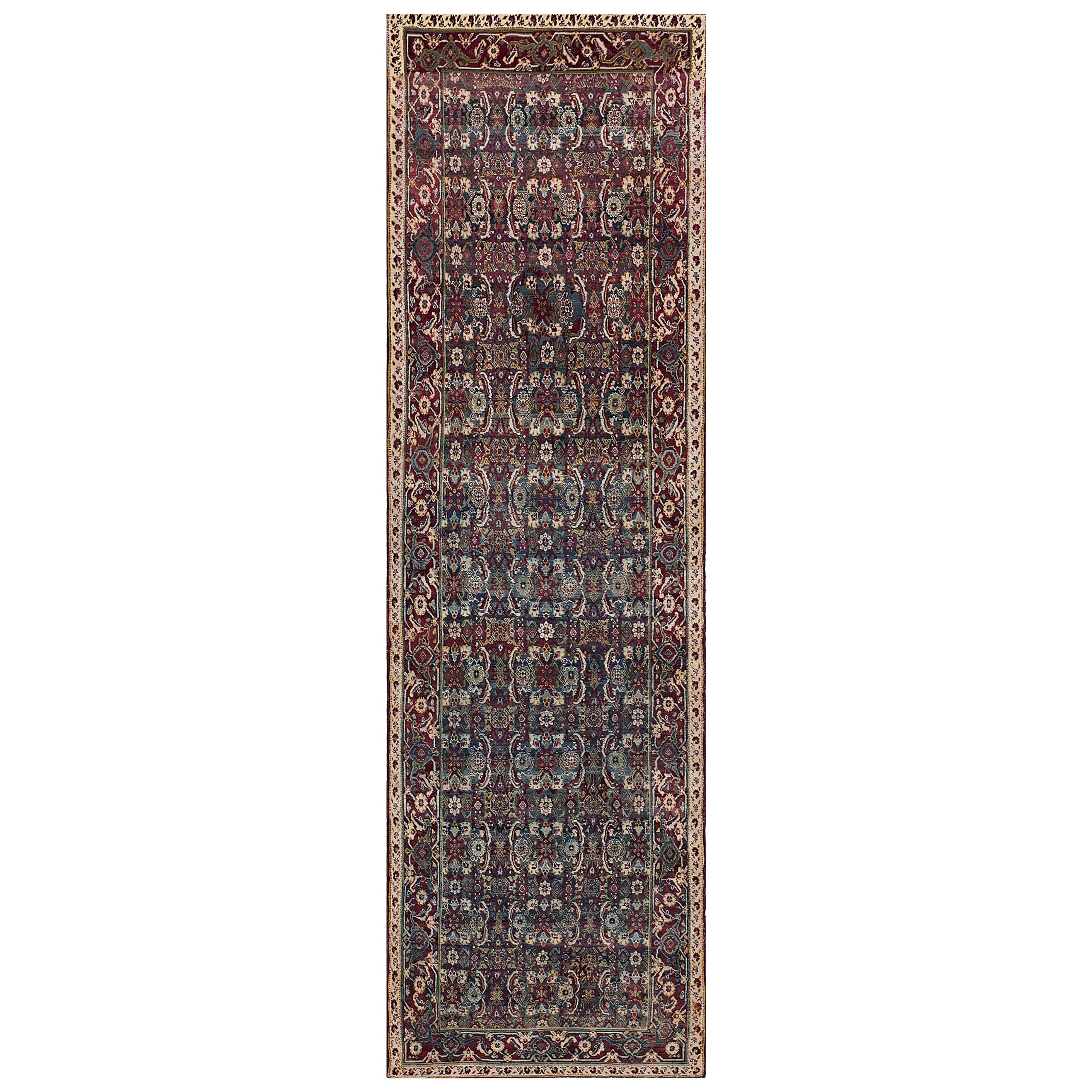 Antique Late 19th-Century Herati Pattern Agra Rug For Sale