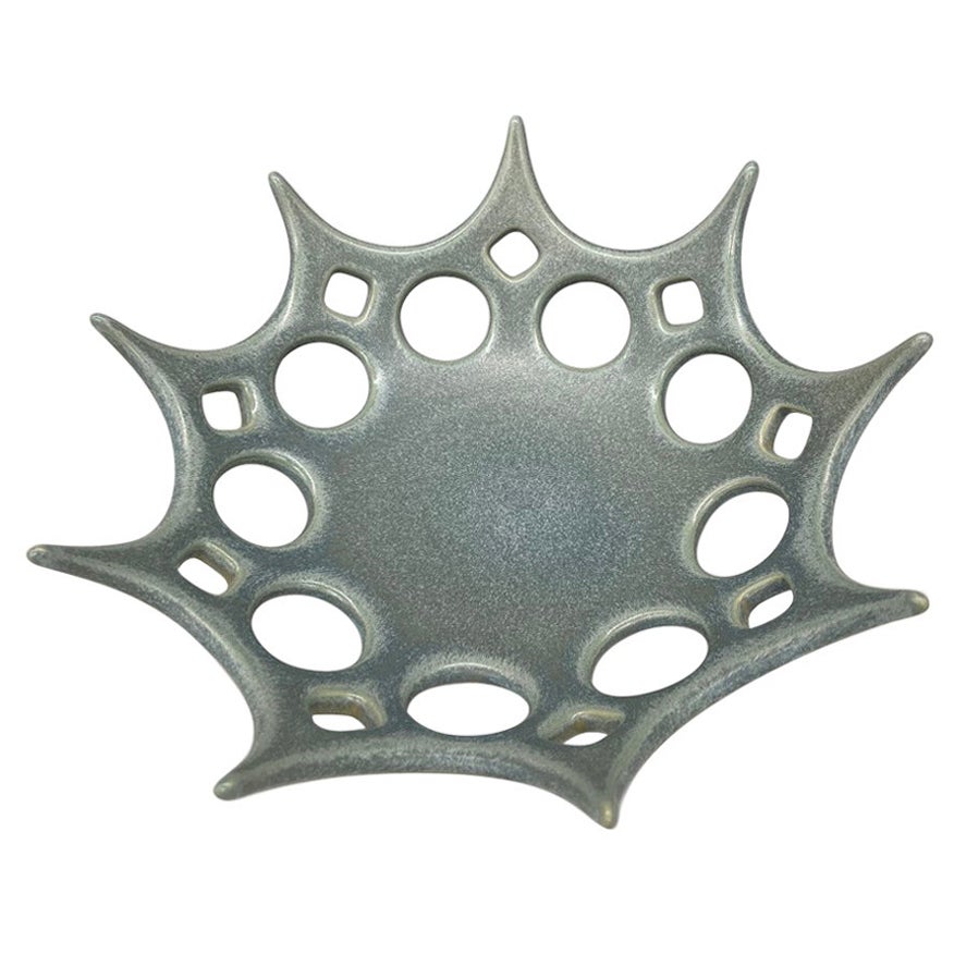 Blue/Green Pierced Star Ceramic Bowl For Sale