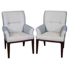 Pair of Baker Furniture Mahogany Mid Century Modern Bergere Dining Chairs 