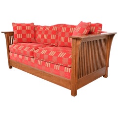 Stickley Mission Oak Arts and Crafts Spindle Sleeper Sofa or Loveseat