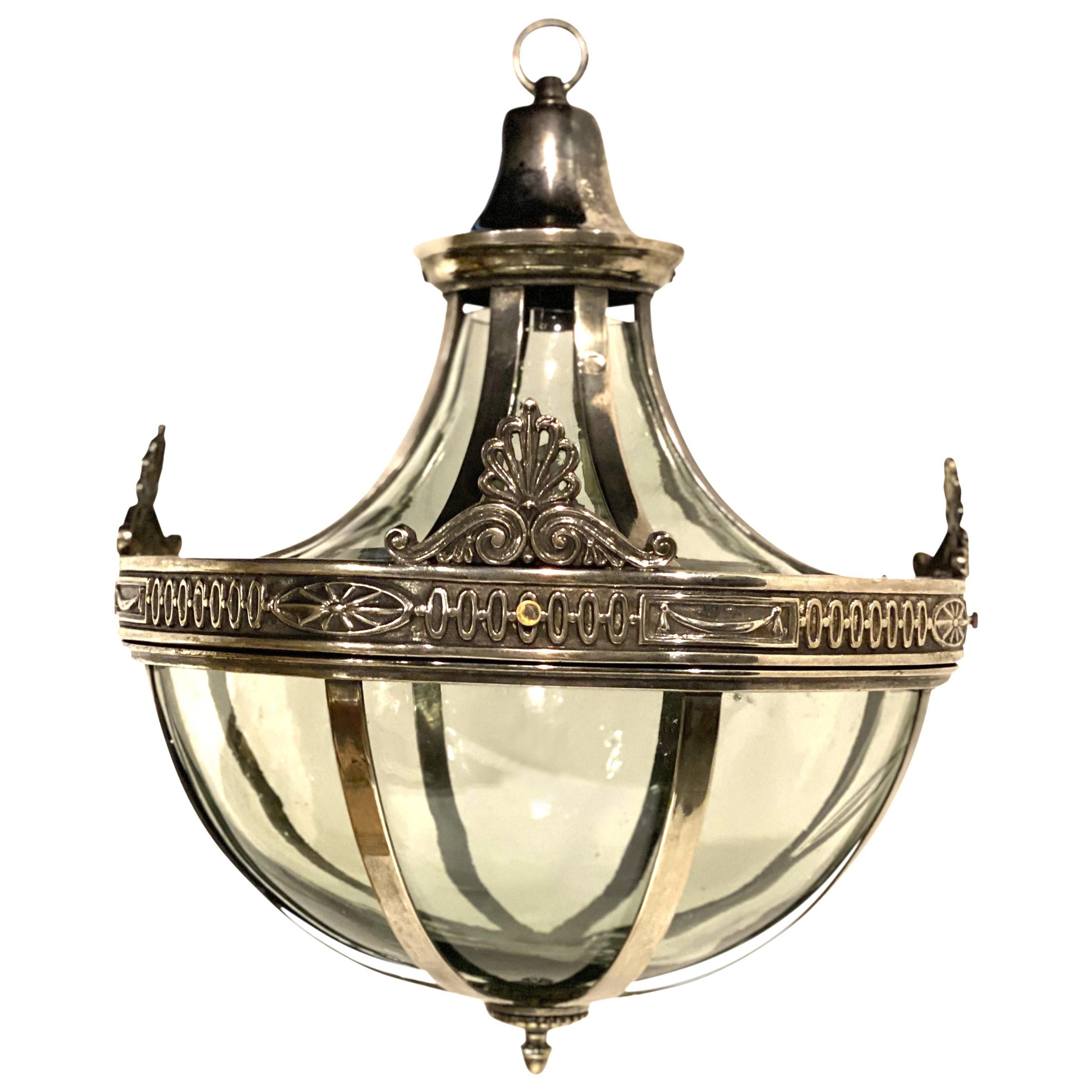 1920s Caldwell Nickel Plated Light Fixture For Sale