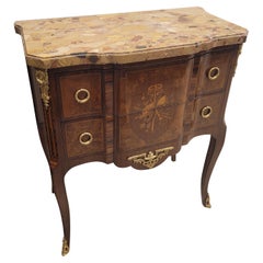 Antique Louis XVI wood French Commode , Chest of Drawers , marble