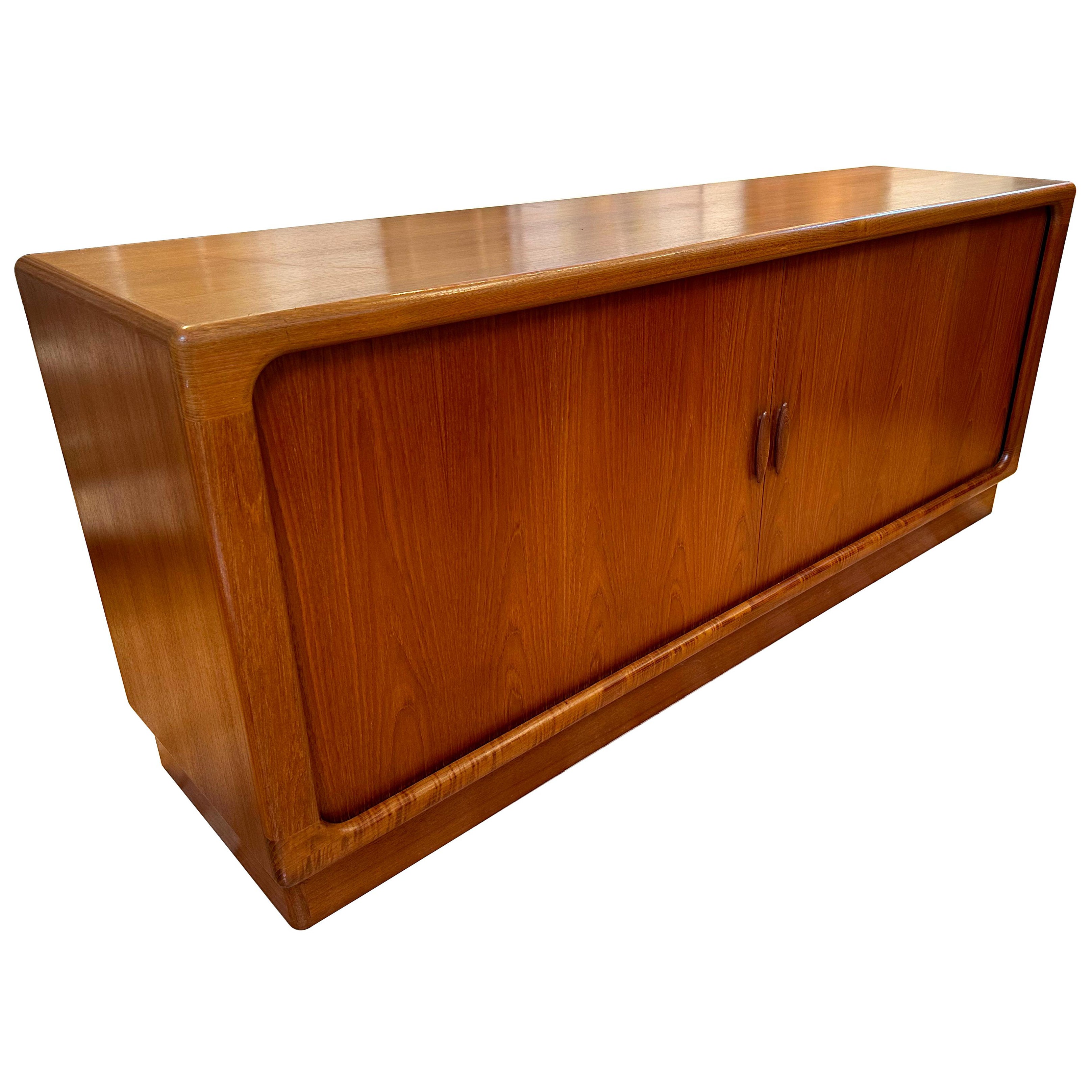 Danish Modern Teak Credenza with Tambour Doors by Drylund For Sale