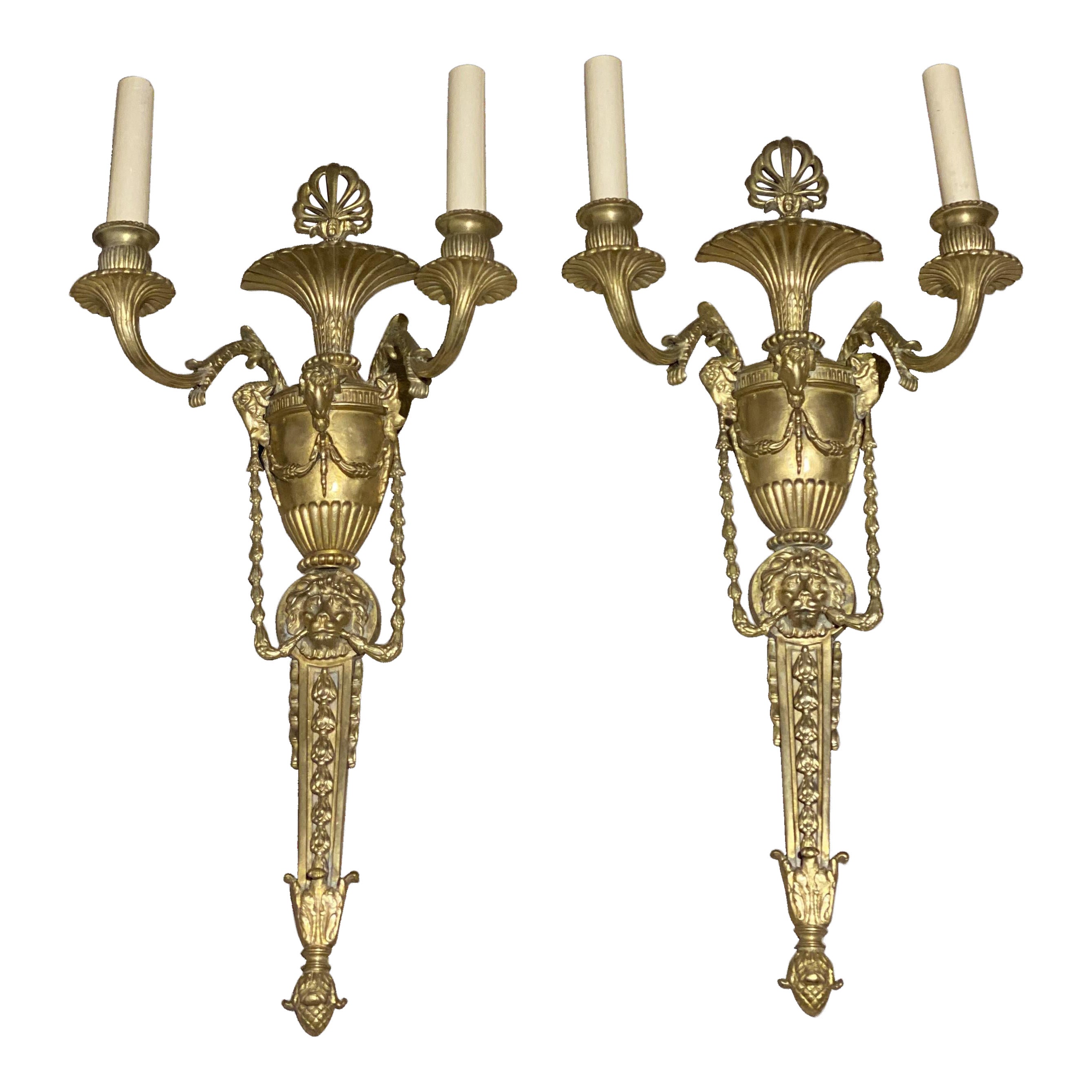 1930's French Empire Bronze Sconces For Sale