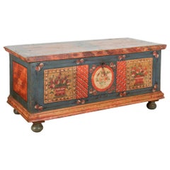 Original Hand Painted Flat Top Trunk dated 1834 from Austria