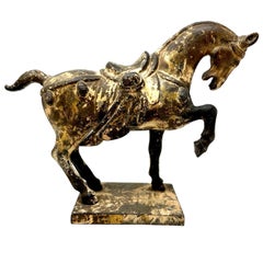 Mid-Century Chinese Tang-Style Cast Iron Horse Sculpture