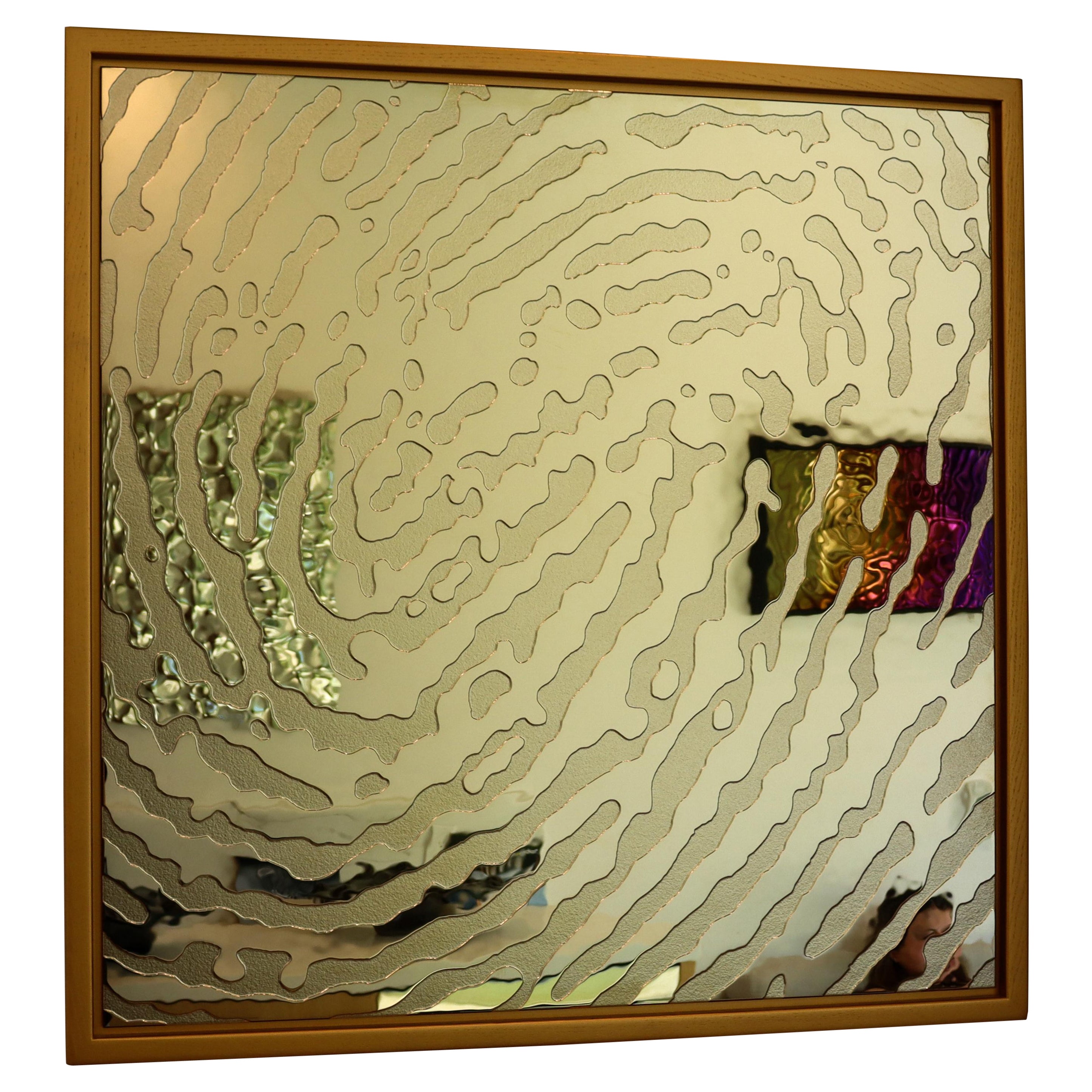 Plus Object Glass Panel "Fingerprint" Gold For Sale