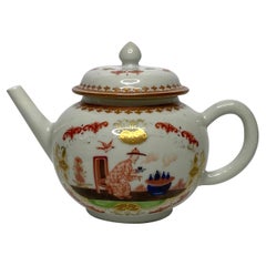 Antique Chinese porcelain teapot, Meissen style, c. 1750, Qianlong Period.