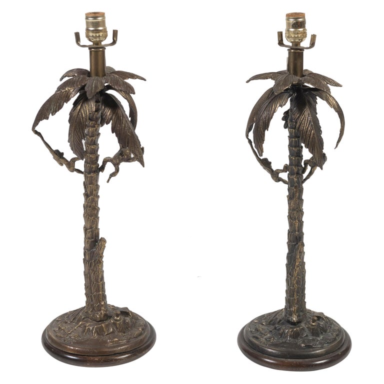 Pair of Vintage Brass Frederick Cooper Table Lamps, Monkeys in a Palm Tree  For Sale at 1stDibs | frederick cooper monkey lamp