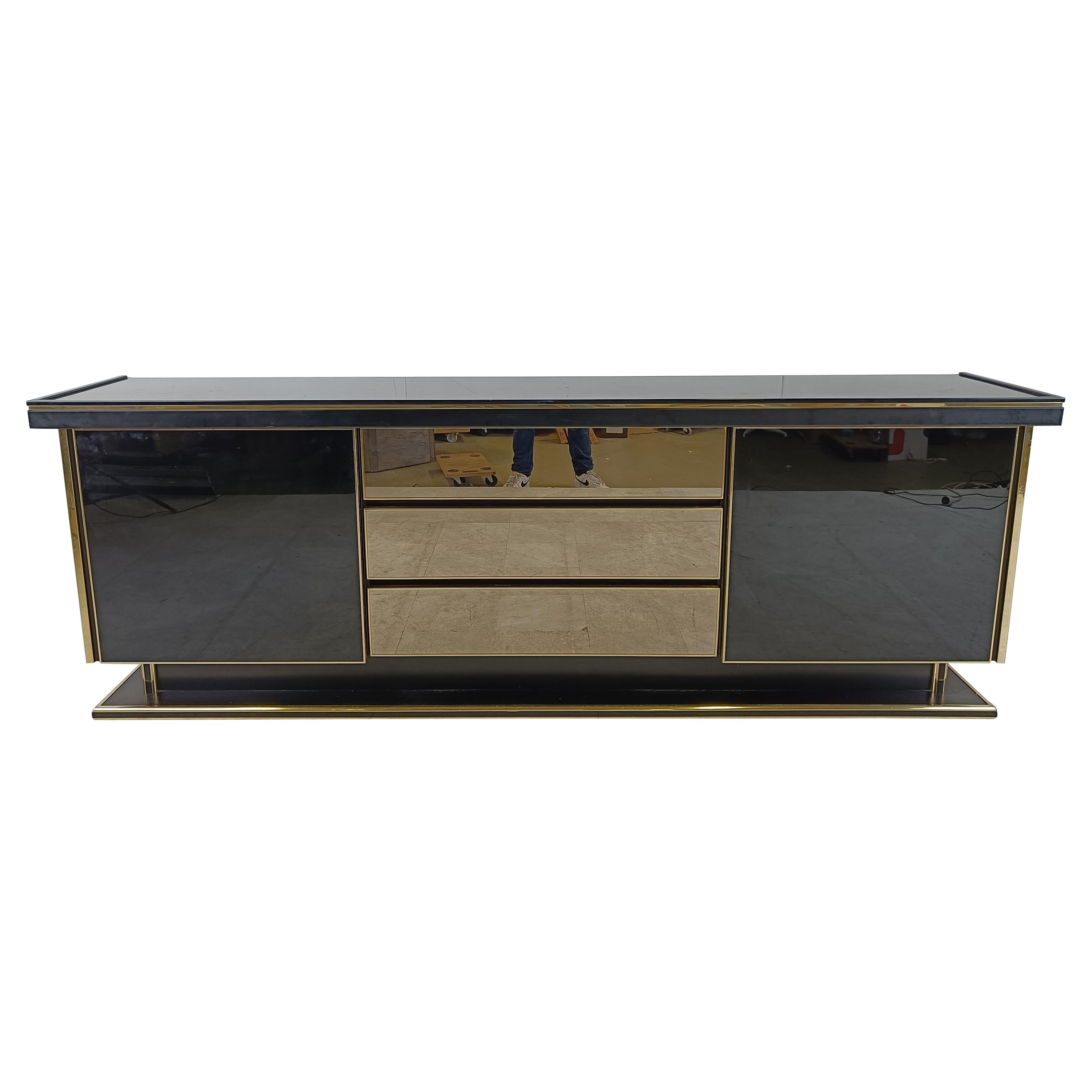 Vintage brass and lacquer sideboard, 1970s