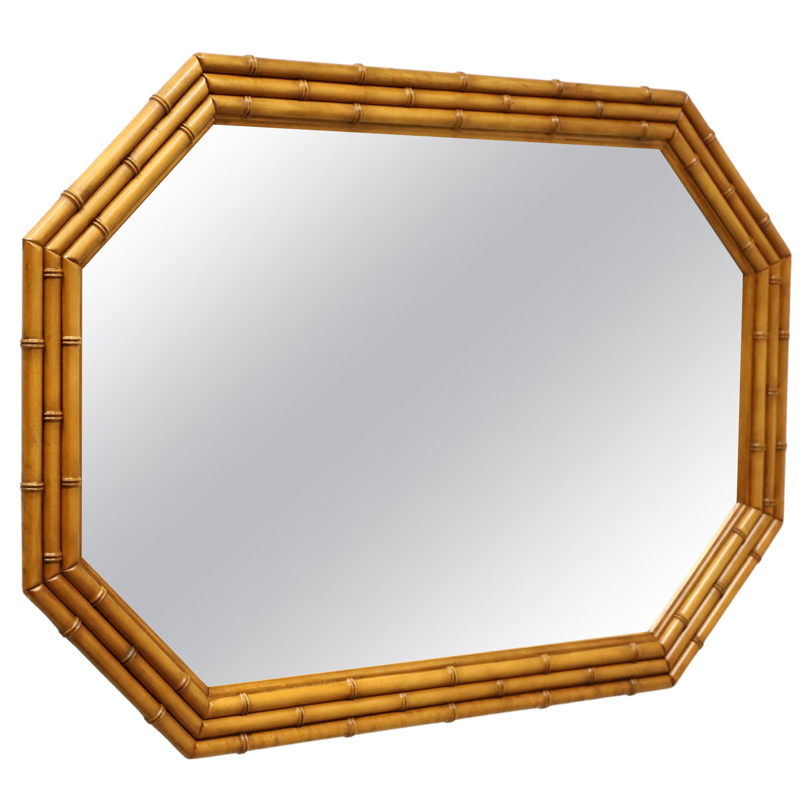 THOMASVILLE Faux Bamboo Asian Octagonal Wall Mirror For Sale