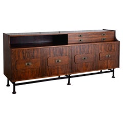 Rosewood Credenza With Iron Base & Brass Hardware