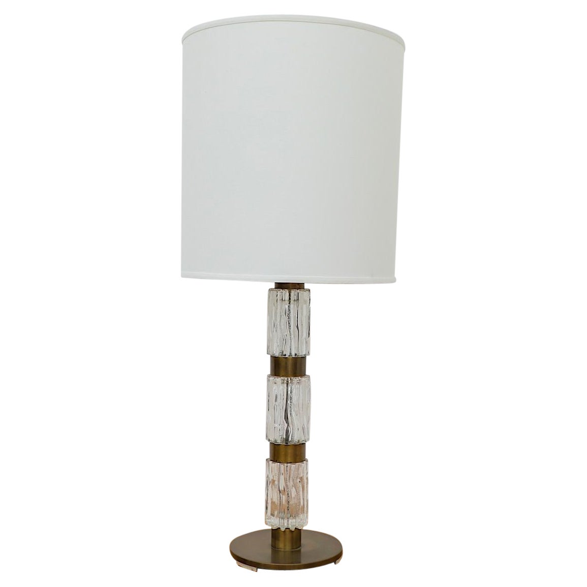 Brutalist Kalmar Cast Glass and Brass Table Lamp by Richard Essig For Sale