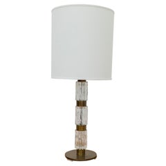 Brutalist Kalmar Cast Glass and Brass Table Lamp by Richard Essig