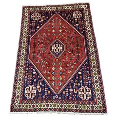 3'x5' Antiker Abadeh- persischer Stammes-Teppich in Rot/Blau