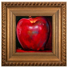 Simon Bull Apple Giclee Signed Unique Acrylic Painting on Verso Framed 10/195
