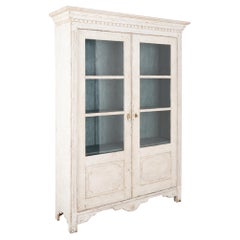 White Painted Bookcase Display Cabinet, Sweden circa 1820-40