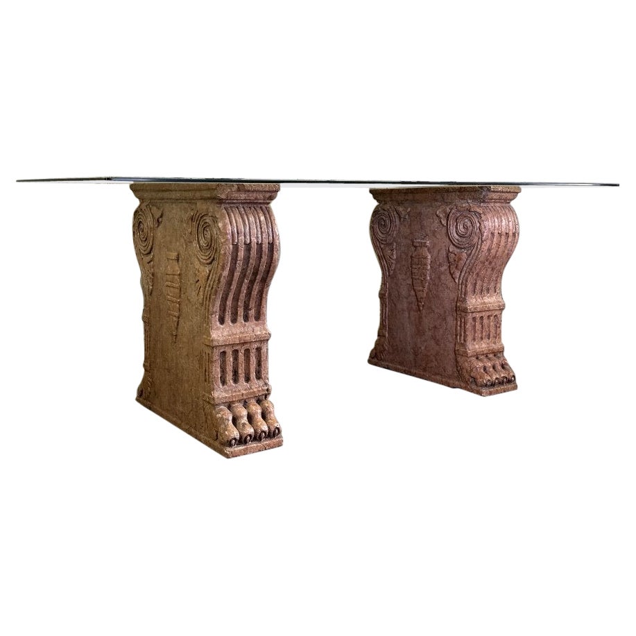 Pair Of Table Pedestals In Red Marble From Verona, Italy, XIXth Century For Sale