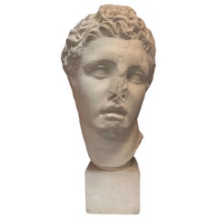 Vintage Plaster Roman Head Sculpture 1970s