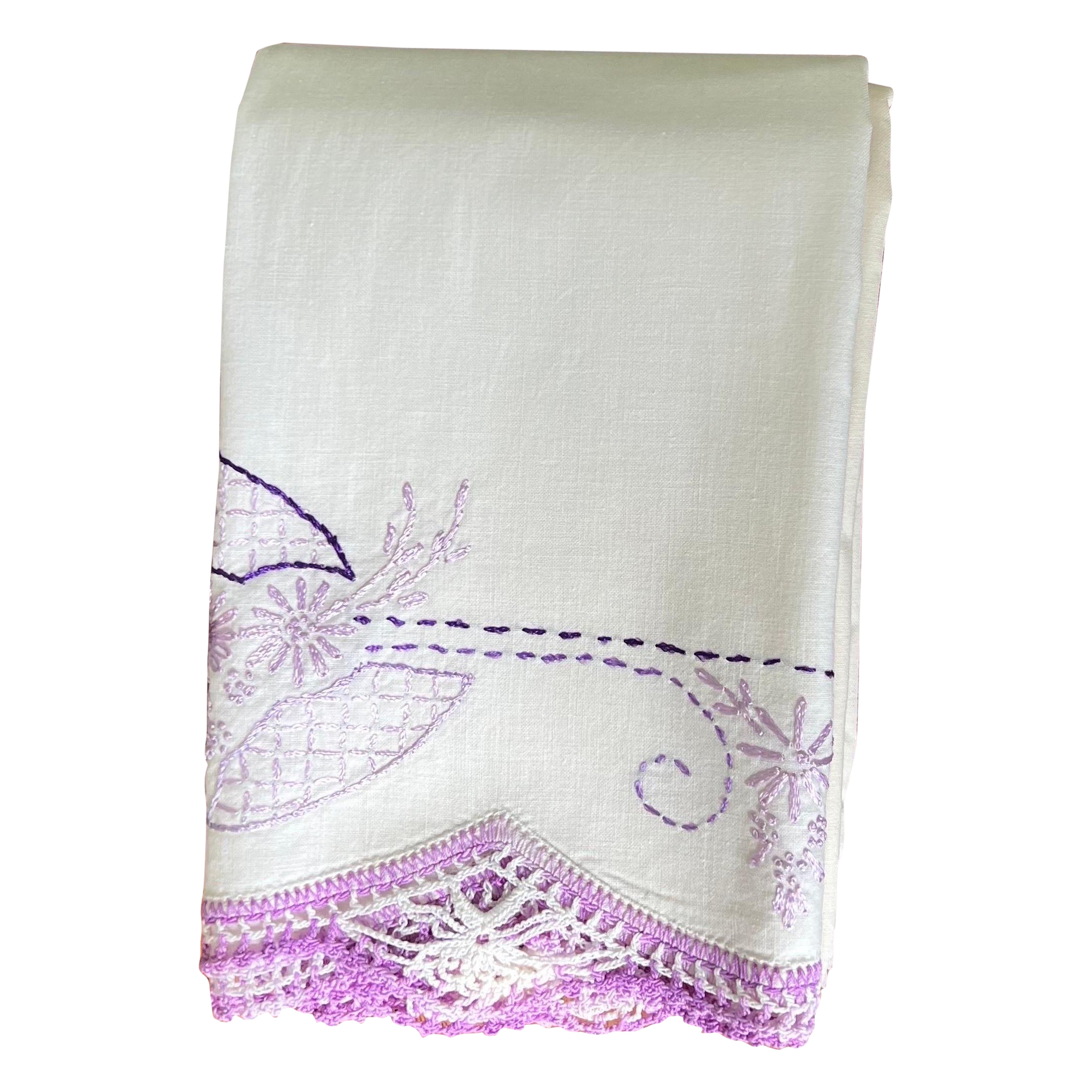 Purple Lace Trim Pillowcases, Set of 2, Raw Edge for Customization 