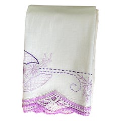 Antique Purple Lace Trim Pillowcases, Set of 2, Raw Edge for Customization 