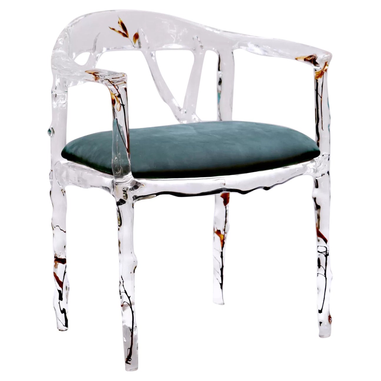 Branched Crystal Leather Chair by Dainte For Sale