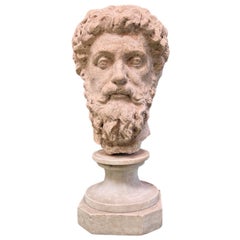 Mid Century Roman Marcus Aurelius Head Sculpture 1950s