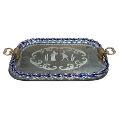 Used Italian Decorative Murano and Mirror Tray 1950