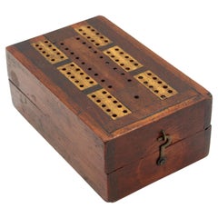 Late 19th-Early 20th Century Travel Folding Cribbage Board Box