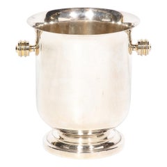 Art Deco Machine Age  Silver Plate Ice Bucket with Milled Handles