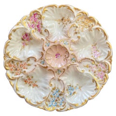 Antique French Porcelain Oyster Plate Signed "Lewis Strauss, Limoges" circa 1890