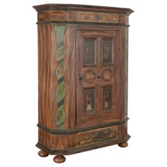 Used Original Painted Single Door Armoire from Austria, dated 1834