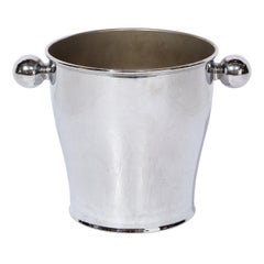 Mid-Century Modernist Ice Bucket in Chrome with Rounded Handles 