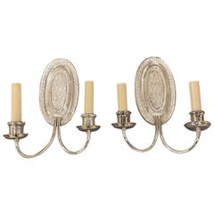 1920s Caldwell Silver Plated Oval Sconces