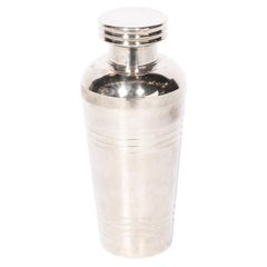 Art Deco Streamlined  Silver Plate  Cocktail Shaker with Banded Detailing