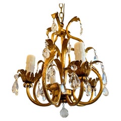 4-Light Italian Chandelier with Gilded Gold Finish