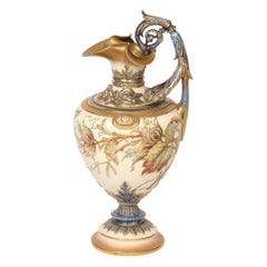 Antique Art Nouveau Hand Painted  Porcelain Pitcher signed Royal Worcester 