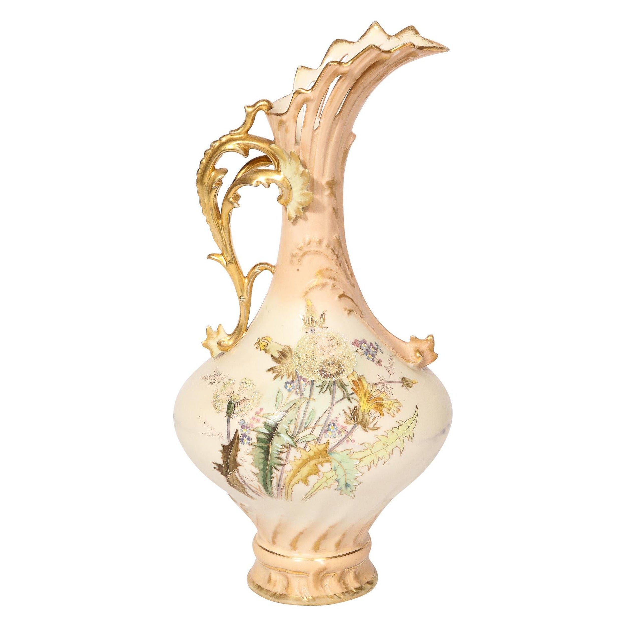 Antique Hand Painted Neoclassical Porcelain Vase by A. Stowell Boston For Sale