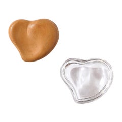 Retro Heart Form Glass & Terra Cotta Trinket Boxes by Elsa Peretti for Tiffany & Co.