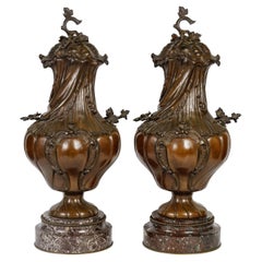 Important Pair of Cassolettes in the Louis XV Style, 19th Century.