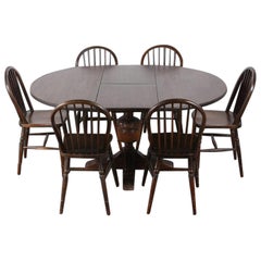 Esszimmer-Set aus englischer Eiche – Sechs Stühle und Tisch