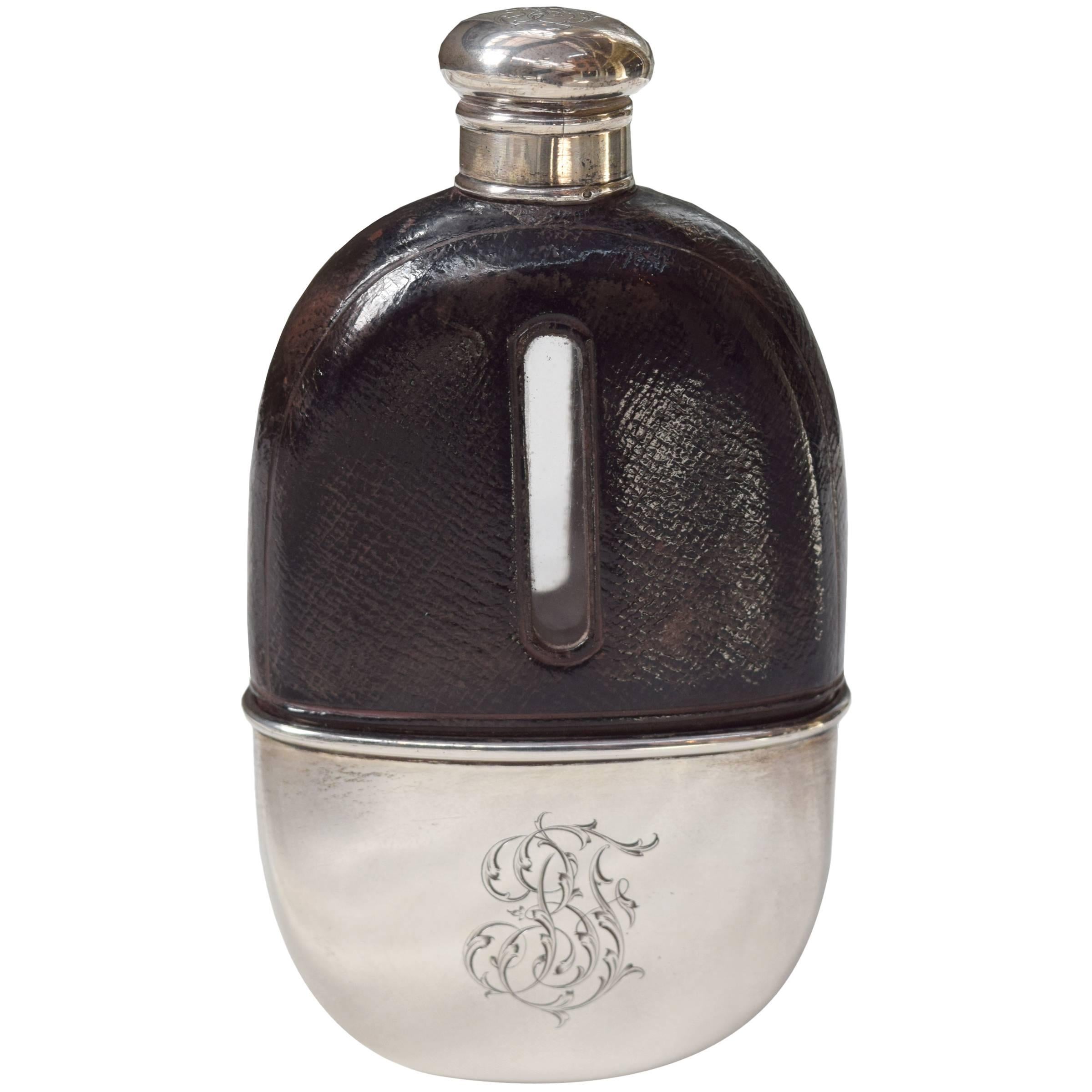 Sterling and Leather Thomas Jenkins of London Flask