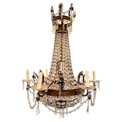 18th Century 6-Light Empire Crystal Chandelier with Bronze Finish