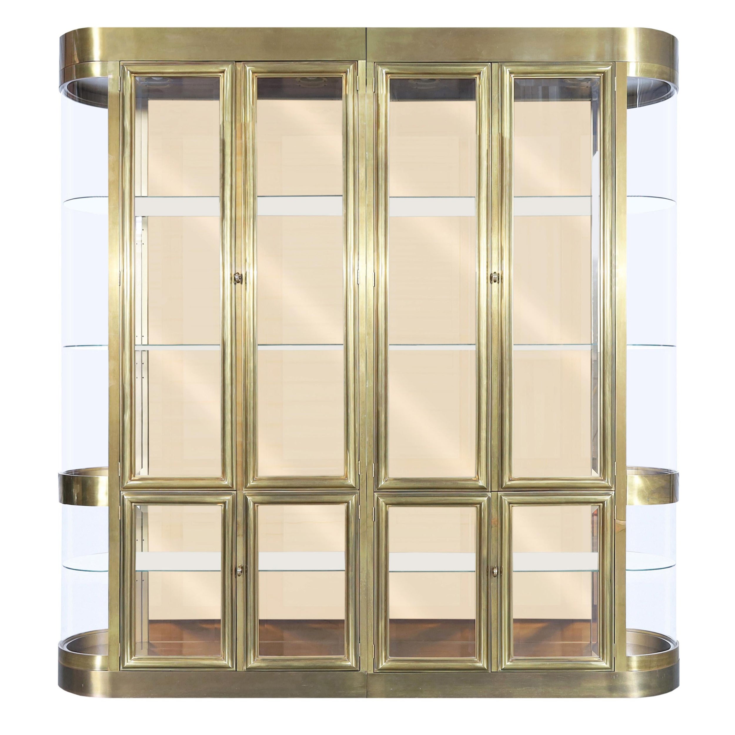 Exceptional Brass Vitrines Cabinets by Mastercraft