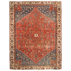 1850 Antique Bakhsayesh Heriz Serapi Rug Handmade Geometric Overall 305cmx396cm