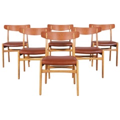 Danish Modern CH-23 Leather Dining Chairs by Hans J. Wegner