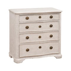 Danish 1880s Off White Painted Serpentine Front Chest with Graduated Drawers