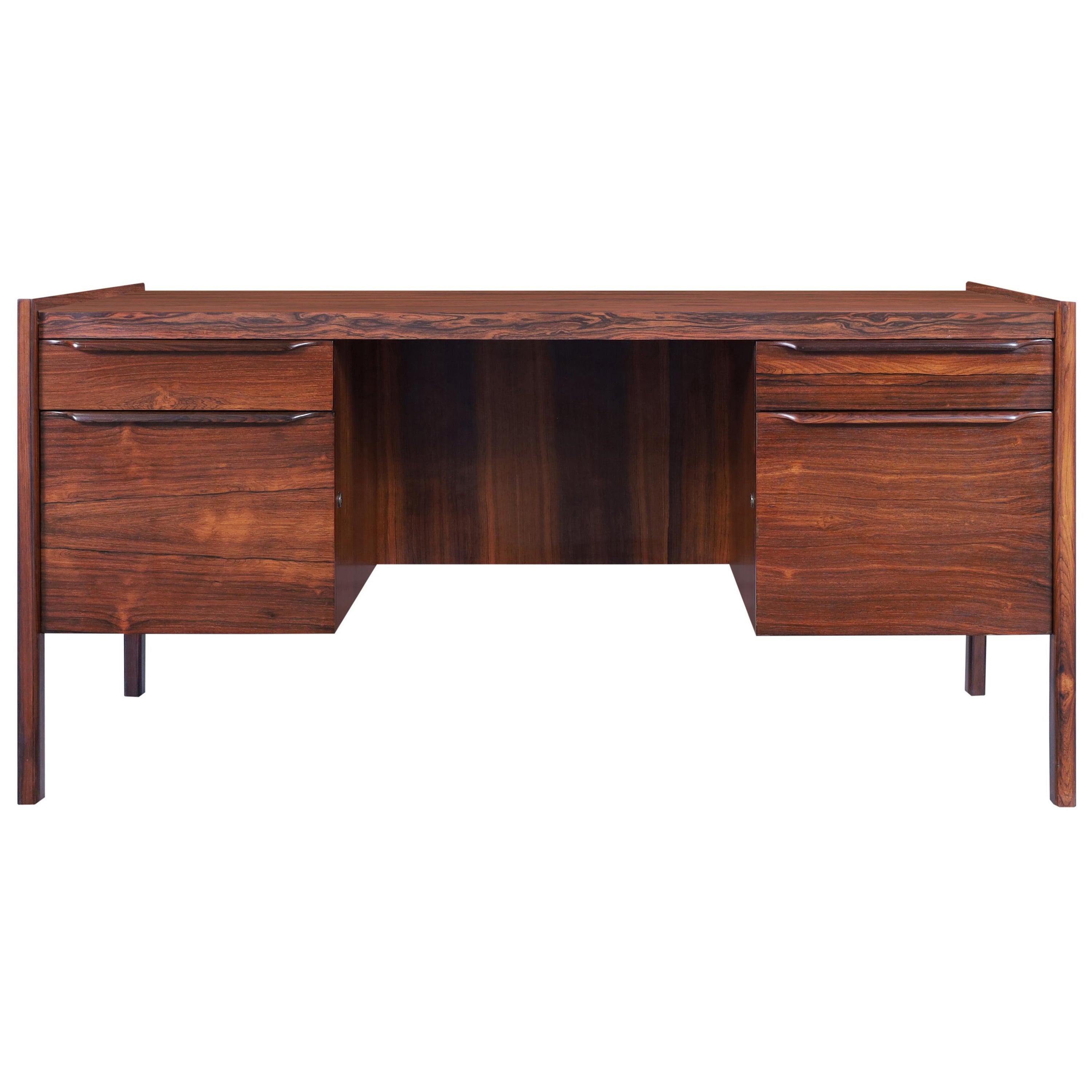 Danish Modern Executive Rosewood Desk For Sale