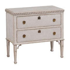 Swedish Gustavian Style 19th Century Light Gray Painted Two Drawer Chest
